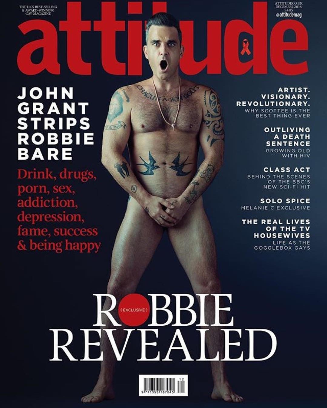 Robbie Williams Live - Robbie Williams pose nu pour le magazine gay Attitude